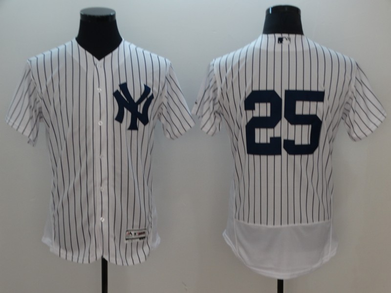 Men New York Yankees #25 No Name White Elite MLB Jerseys->chicago cubs->MLB Jersey